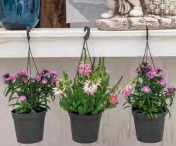 HANGING 3 CYLINDER POTS WITH HOOKS Ø16CM TAUPE