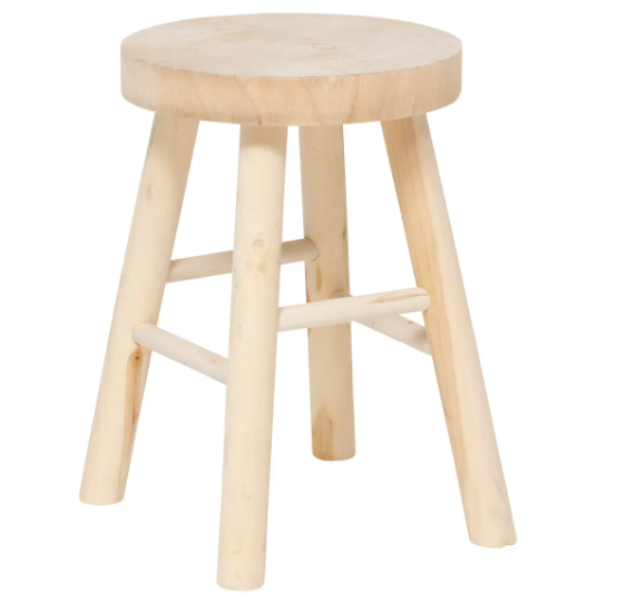 NYAR PAULOWNIA BEIGE STOOL D28X41CM
