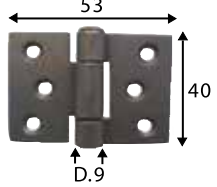 HINGES RECTANGULAR 53X40X2MM BLACK