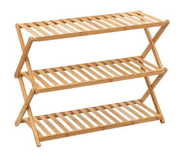 BAMBOO FOLDING 9PAIR SHOE RACK