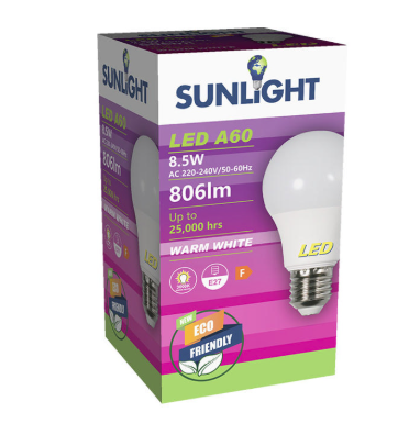 SUNLIGHT LED LAMP A60 9W E27 806LM WARM WHITE 3000K
