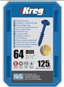 POCKET HOLE SCREWS 64MM BLUE KOTE MAXI LOC COARSE THREAD KREG 125PCS