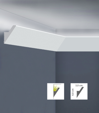 LUXSTYL POLYSTYRENE LED SKIRTING/MOULDING L5535 200CM