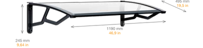 CANOPY IN TRANSP.COMPACT POLYCARBONATE 50X120CM
