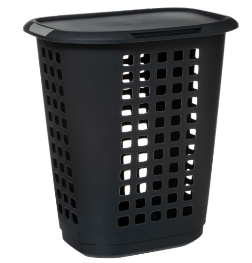 63L HUGGER LDRY HAMPER+LID GREY