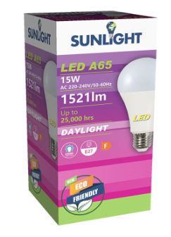 SUNLIGHT LED LAMP A65 15W 1521LM DAY LIGHT 6500K