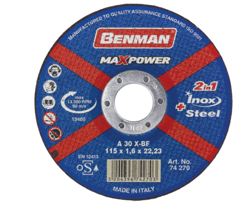 CUTTING DISC MAXPOWER FOR ΙΝΟΧ-STEEL 230X2.5MM BENMAN