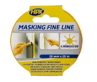 MASKING TAPE YELLOW UV 25MMX25M HPX