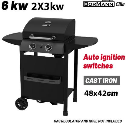 BORMANN ELITE BBQ6020 GAS GRILL FORGE 2 BURNER WITH CAST IRON GRILL