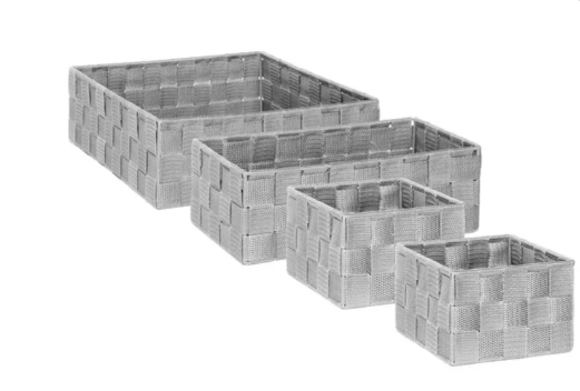 SQUARE BASKET SET X4 LIGHT GREY