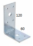 WIDE ANGLE BRACKET 120X60X40X3MM NICKEL