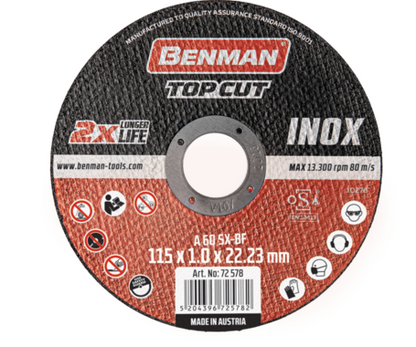 CUTTING DISC TOPCUT FOR ΙΝΟΧ 180X1.6MM BENMAN
