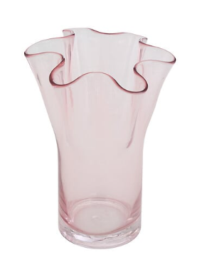 ΓΥΑΛΙΝΟ ΒΑΖΟ ROSE FLOWER ΜΕ ΚΥΜΑΤΙΣΤΟ ΣΧΕΔΙΟ Υ23,5 CM