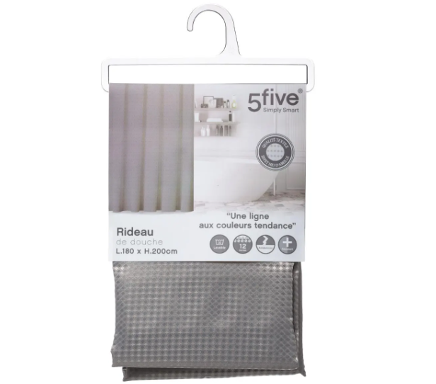 SHOWER CURTAIN HONEY COMB GREY 180X200