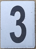SIGN HOUSE NUMBER "3" 4X3 SILVER
