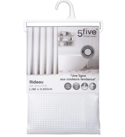 SHOWER CURTAIN HONEY COMB WHITE 180X200