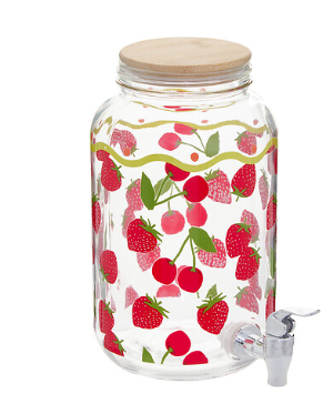 BEVERAGE DISPENCER FRUITY 4L ASSORTED GLASS