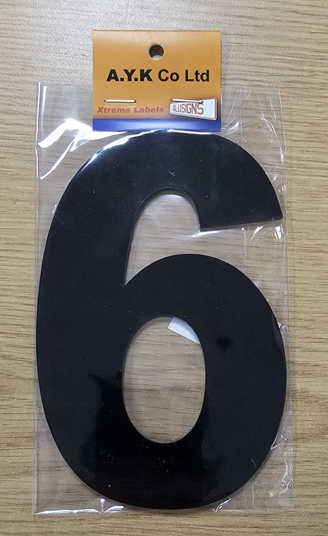 SIGN PVC HOUSE NUMBER "6" 15CM