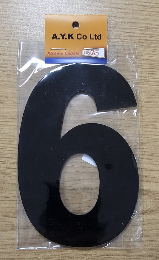 SIGN PVC HOUSE NUMBER "6" 15CM