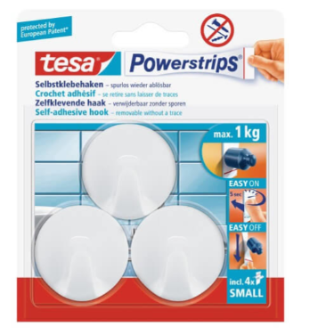 TESA 3PCS SET HOOKS SMALL CIRCLE WHITE
