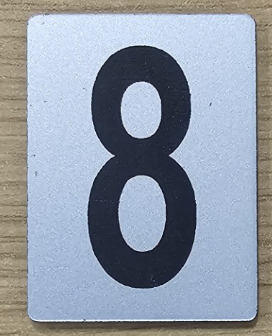 SIGN HOUSE NUMBER "8" 4X3 SILVER