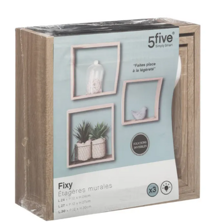 WALL SHELF CUBE OAK NAT LX3