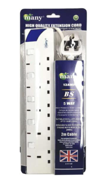 EXTENSION 5 SOCKET 2MTR W/SWITCH