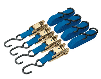 RATCHETING TIE DOWN STRAPS 4.5MX25MM 350KG 4PCS