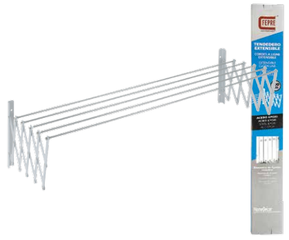 CLOTHESLINE 100CM EXTENSIBLE 5 RODS STEEL EPOXI WHITE