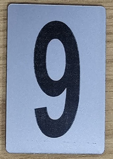 SIGN HOUSE NUMBER "9" 6X4 SILVER