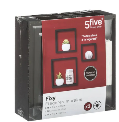 WALL SHELF CUBE BLACK S X3