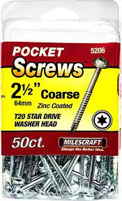 MILESCRAFT COARSE POCKET SCREWS 2-1/2" 63MM 50PCS