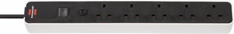 ECOLOR EXTENSION 5WAY  3M WHITE/BLACK WITH SWITCH AND SAFETY FUSE BUTTON