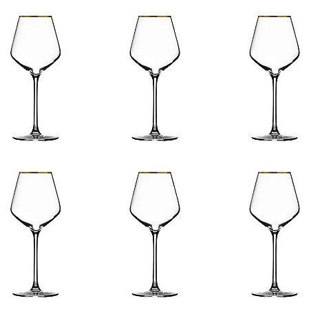 WINE GLASS CRI X6 MILLA GOLD 38CL