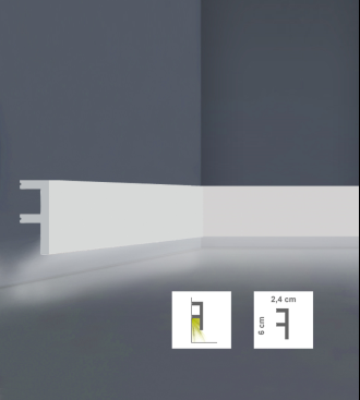 LUXSTYL POLYSTYRENE LED SKIRTING/MOULDING L6024 200CM