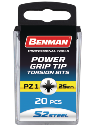 SCREW BIT PH2X25MM POWER GRIP BENMAN 20PCS
