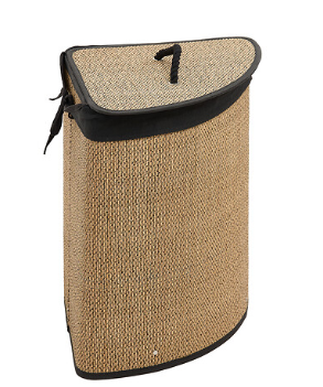 LAUNDRY BASKET CORNER BAMBOO AND BLACK FABRIC 48L