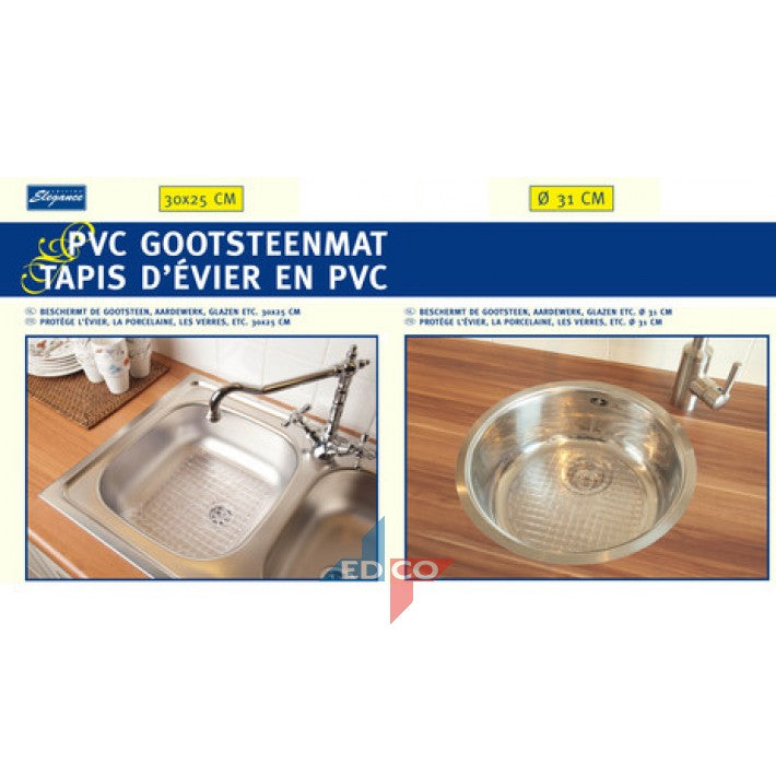 SINK MAT PVC 2ASS 31CM/30X25CM 48 0,55 CUISINE ELEGANCE