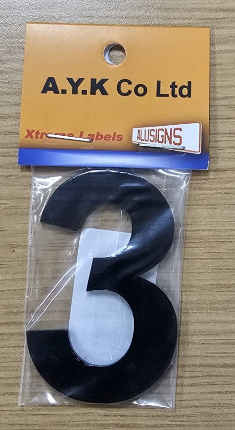 SIGN PVC HOUSE NUMBER "3" 6CM