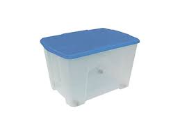 MULTIUSE BOX PLASTIC L565X390XH350MM W/TRANSPARENT BOTTOM+BLUE COVER