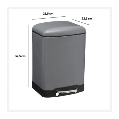 DUSTBIN ARIANE GREY SOFTCL 6L