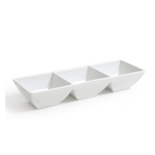 V/V PORCELAIN PLATE RCT X3SECTION 27X9.5CM