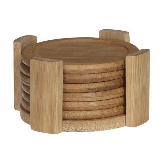 BAMBOO COASTERS X6 + HOLDER