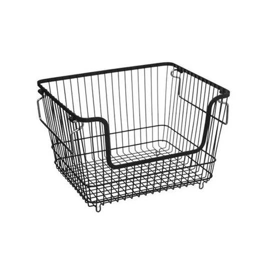 STACKABLE BASKET SILVER H21