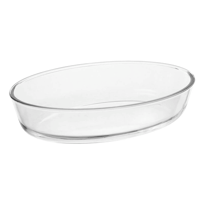 GLASS OVAL DISH+LID 30X21