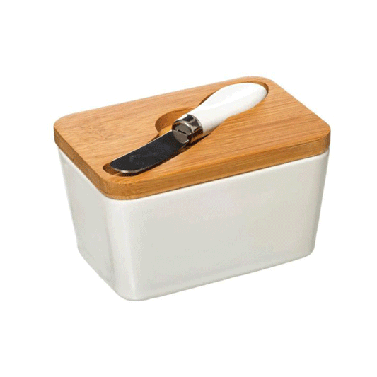 CERAMIC BUTTER DISH WITH KNIFE