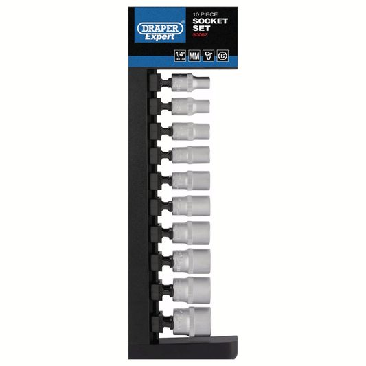 SOCKET RAIL SET 6PT 1/4" 10PCS