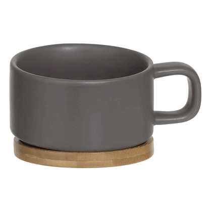 TAUPE NATURAL TEAPOT W/ CUP