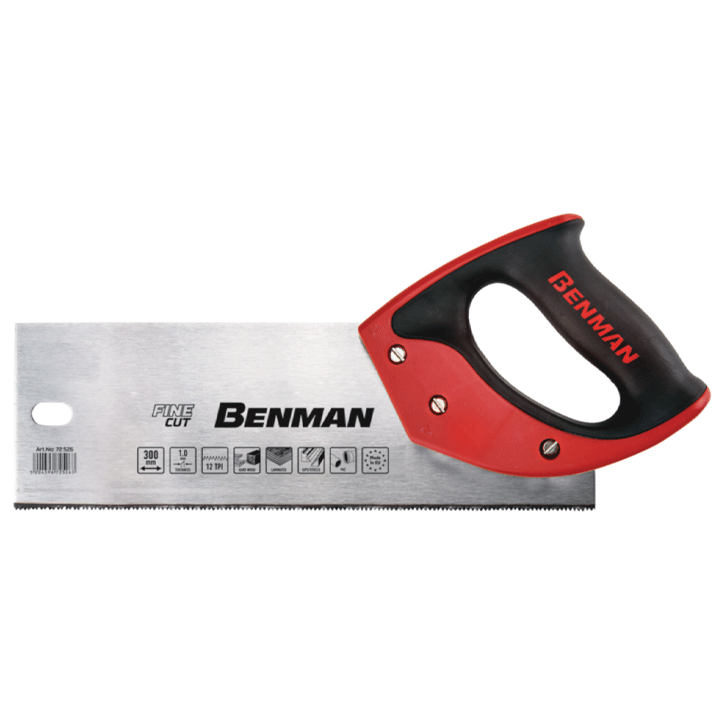 TENON SAW FINE CUT WITH 3D TEETH & ERGO GRIP 12TPI 30CM BENMAN