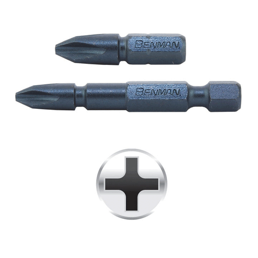 SCREW BIT SUPER PZ2X50MM TORSION IMPACT BENMAN 2PCS